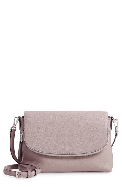 Kate Spade Large Polly Leather Crossbody Bag In Warm Taupe