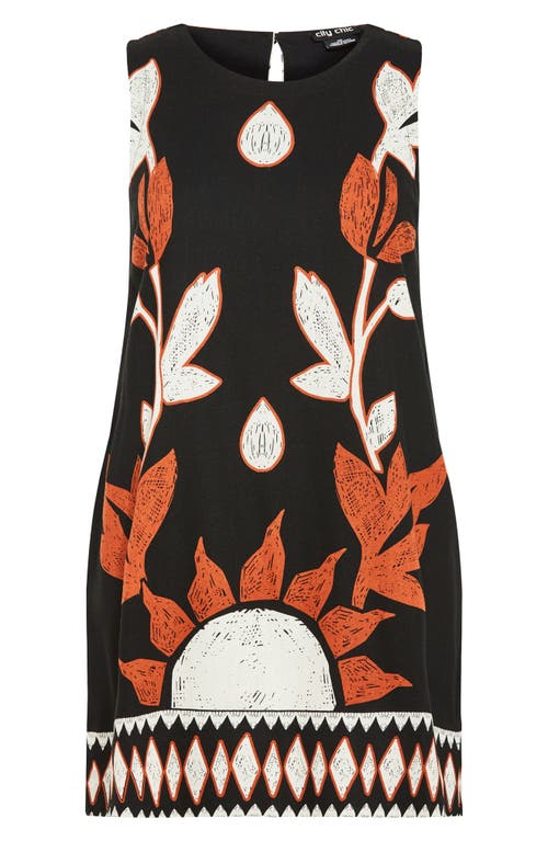 Shop City Chic Nala Botanical Print Sleeveless Shift Dress In Nala Placement