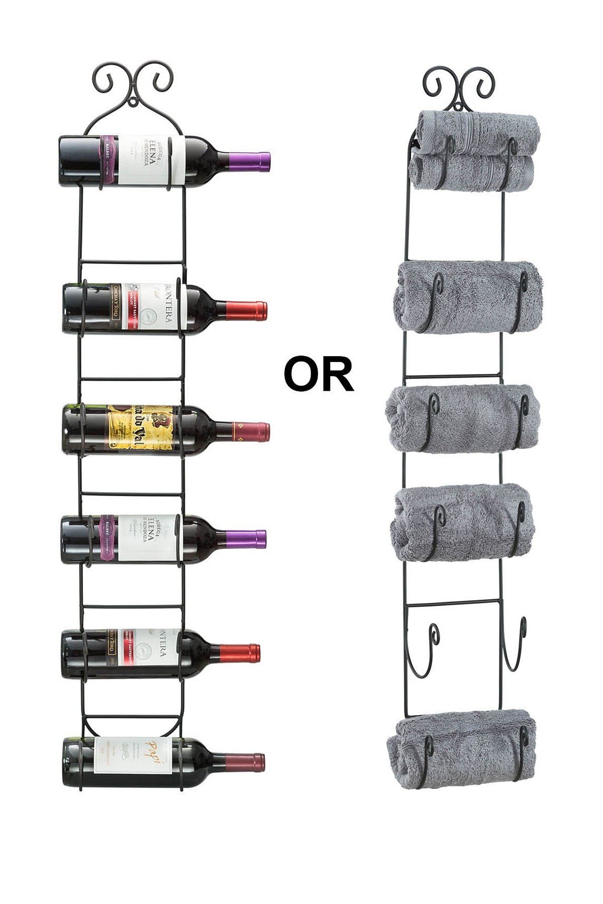 SORBUS Black 6 Bottle Wall Mount Wine/Towel Rack Nordstromrack