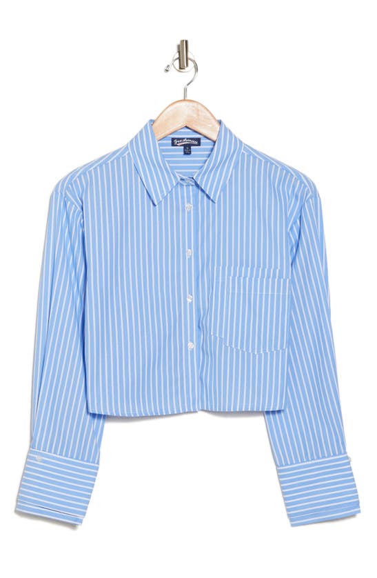 Freshman Pinstripe Long Sleeve Button-up Shirt In Blue Stripe