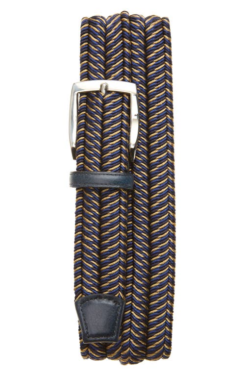 Herringbone Woven Belt in Navy/Khaki