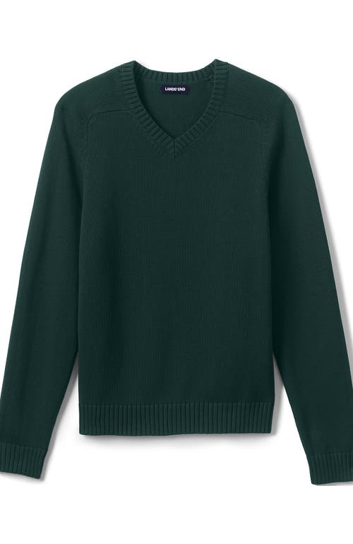 Lands' End School Uniform Young Cotton Modal V-neck Sweater In Evergreen