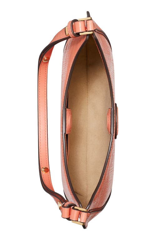 Tory Burch Robinson Crosshatched Leather Convertible Crescent Bag In Coral Crush