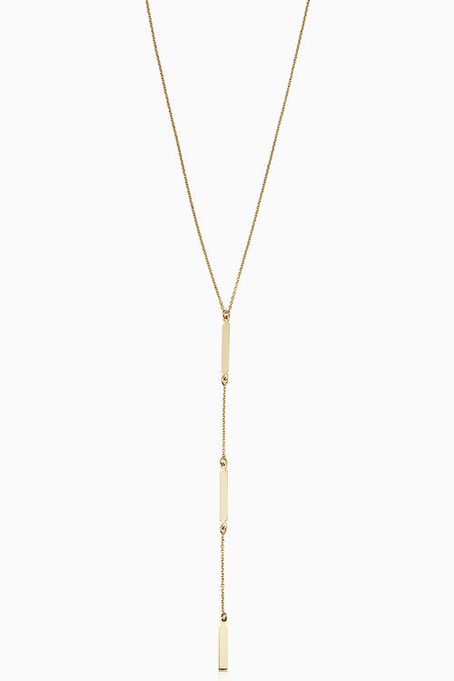 Oradina Women's 14k Yellow Solid Gold Brooklyn Bar Station Drop Necklace In Yellow Gold