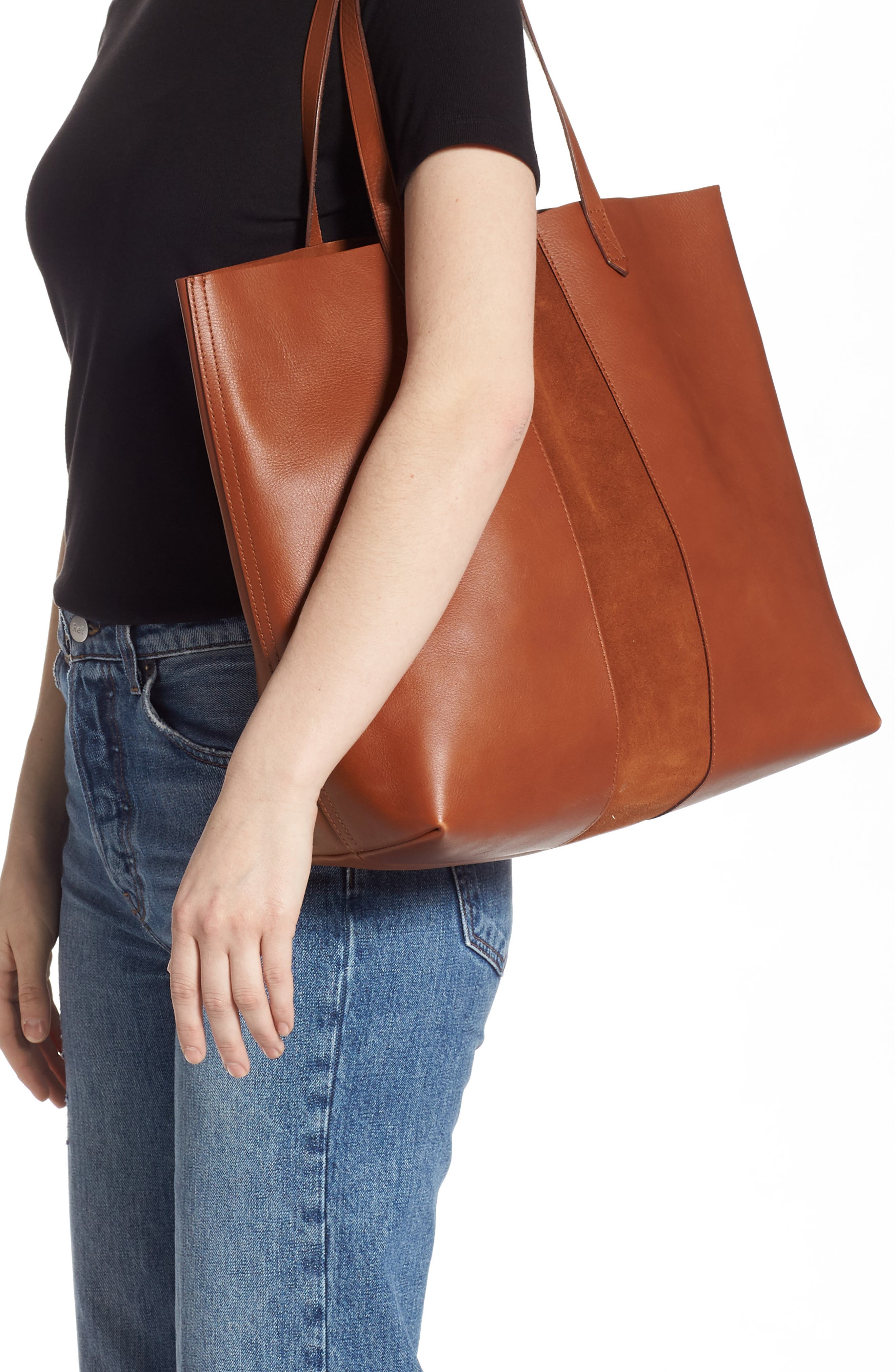 Madewell Suede Stripe Transport Leather Tote Nordstrom Rack