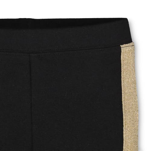 Hope & Henry Baby Girls' Ponte Pant With Side Stripe, Infant In Black With Gold