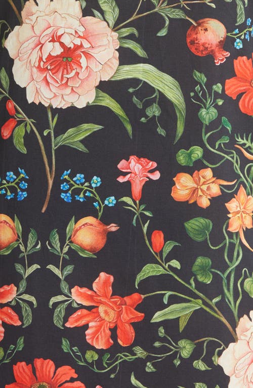 Desmond & Dempsey Floral Cotton Nightgown In Persephone Black