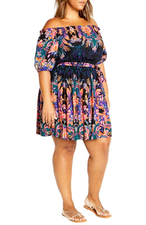 Shop City Chic Isla Floral Off The Shoulder Dress In Island Breeze