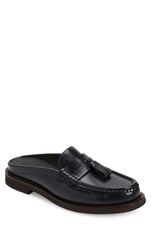 Brunello Cucinelli Tassel Loafer Mule In Night Sky