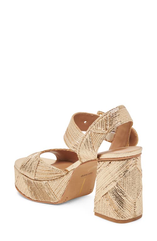 Shop Dolce Vita Bobby Deco Ankle Strap Platform Sandal In Gold Metallic Woven