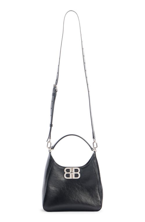 Shop Balenciaga Bb Soft Lambskin Leather Hobo Bag In 1000 Black