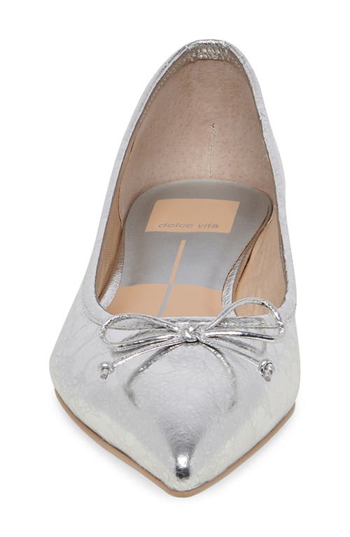 Shop Dolce Vita Palani Pointed Toe Flat In Silver Distressed Leather