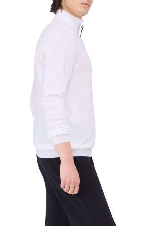 Bugatchi Merino Wool Quarter Zip Pullover In Chalk