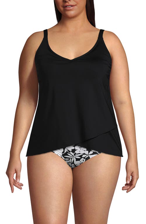 Lands' End Plus Size Dd-cup Chlorine Resistant V-neck Tulip Hem Tankini Swimsuit Top In Black
