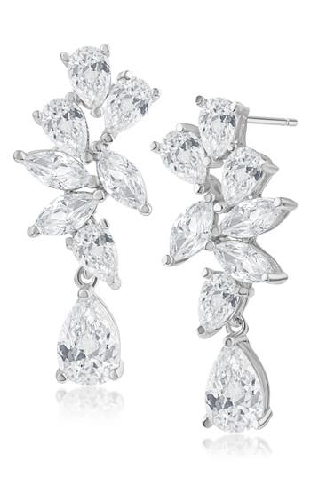 Kenneth Jay Lane Pear Marquise Drop Earrings In Clear/silver