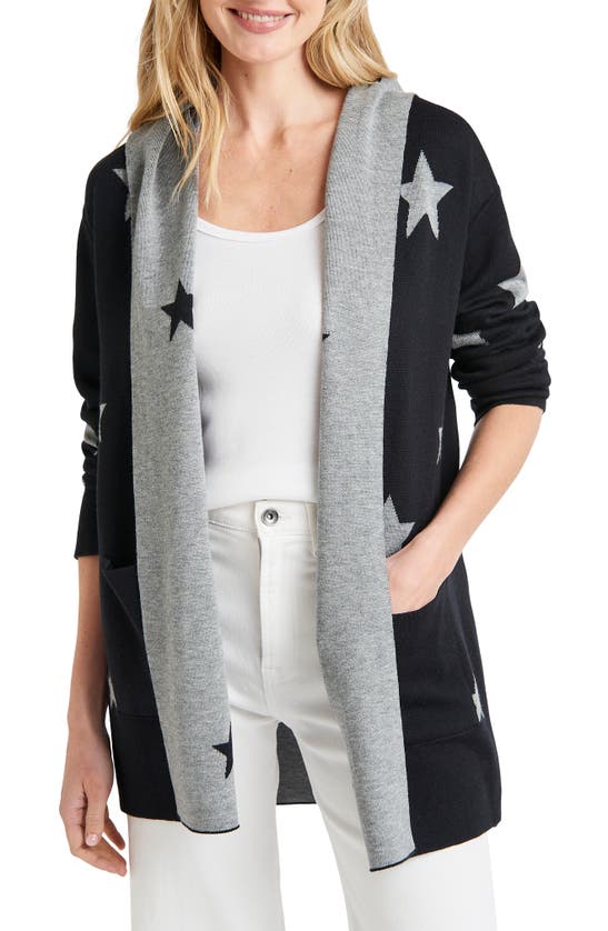 Splendid Sydney Reversible Hooded Cardigan In Black Gry Stars