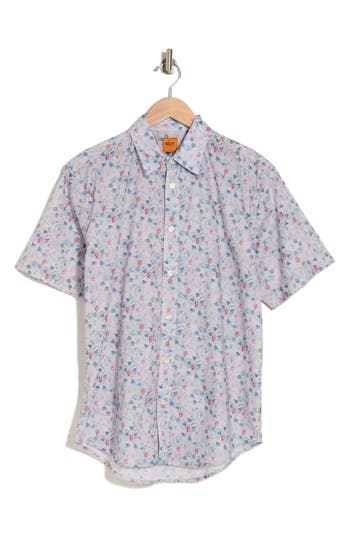 Shop Soft Cloth Marin Print Short Sleeve Shirt In Admiral