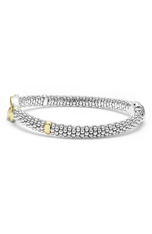 Shop Lagos Signature Caviar Interlock Rope Bracelet In Silver/gold