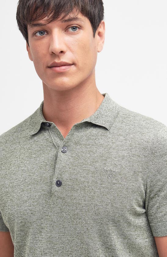 Shop Barbour Buston Cotton & Linen Polo In Dusty Green