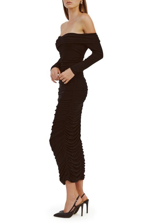 Shop Bardot Arkie Off The Shoulder Knit Midi Dress In Black