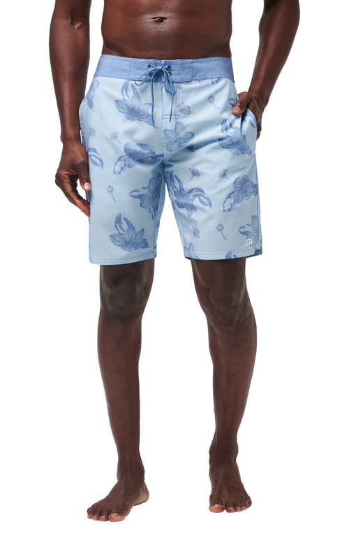 TravisMathew Lull in the Action Board Shorts in Heather Dream Blue at Nordstrom, Size 34