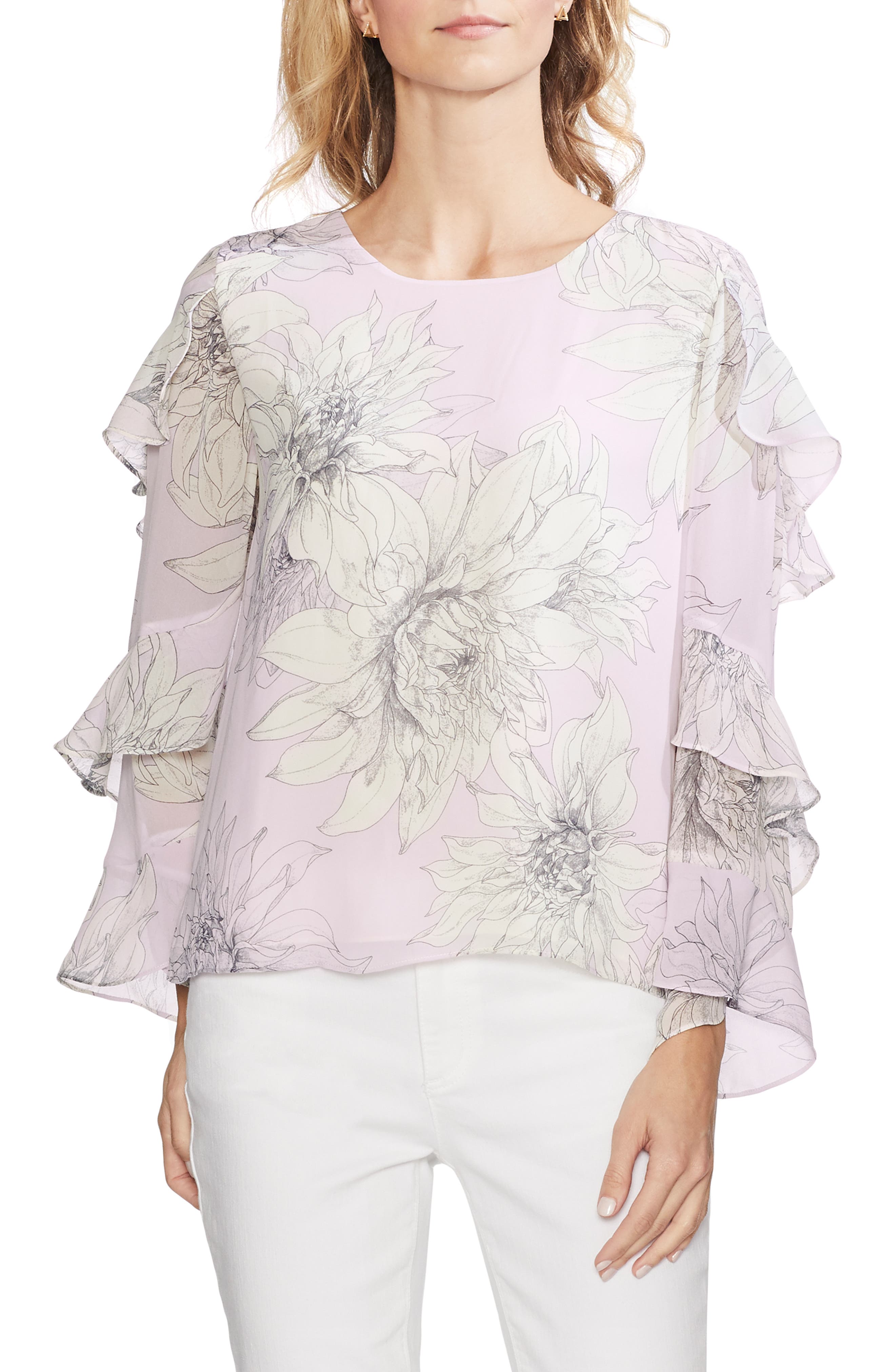 vince camuto tiered ruffle sleeve blouse