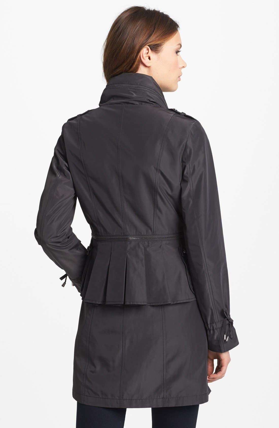 Laundry by Shelli Segal Peplum Back Raincoat with Hidden Hood Nordstrom