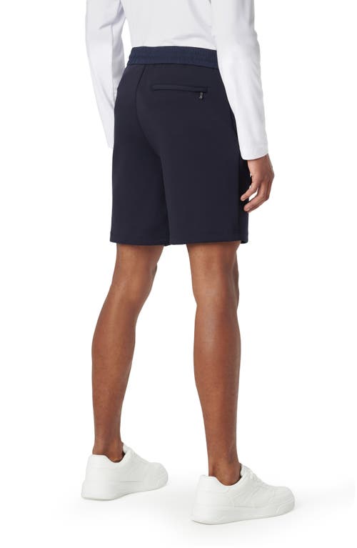 Shop Bugatchi Flat Front Knit Shorts In Navy