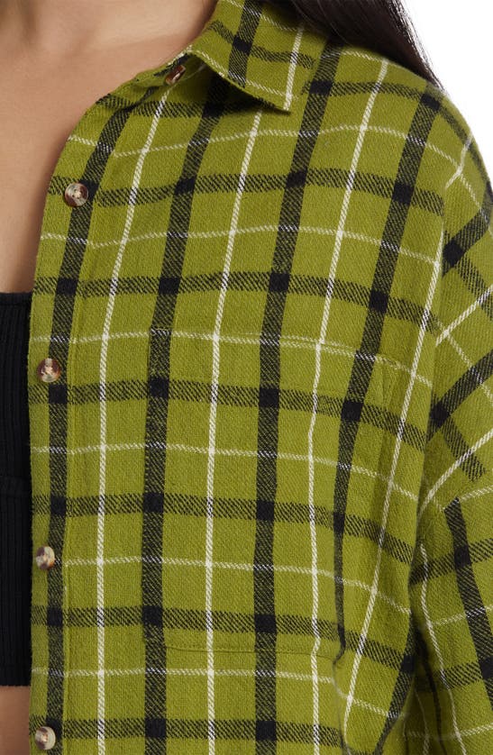 Shop Roxy X Chloe Kim Check Cotton Flannel Shirt In Iguana Platz Plaid