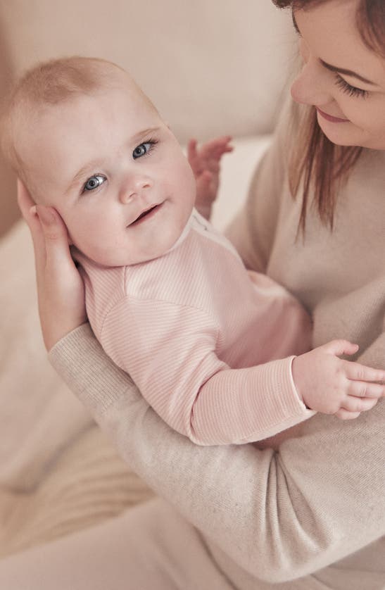 Mori Stripe Fitted One-piece Pajamas In Blush Stripe