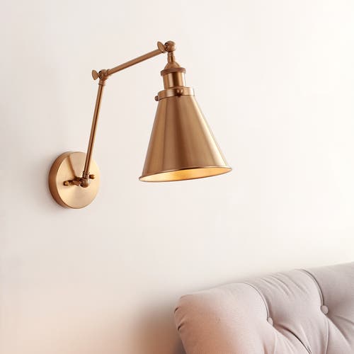 Jonathan Y Rover Adjustable Arm Metal Led Wall Sconce In Brass Gold