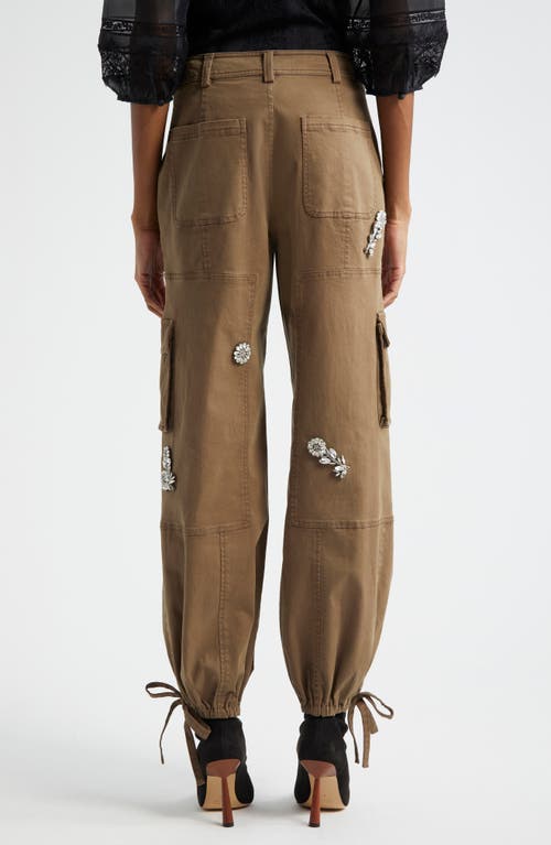 Shop Cinq À Sept Crystal Chrysanthemum Zola Cargo Pants In Olive