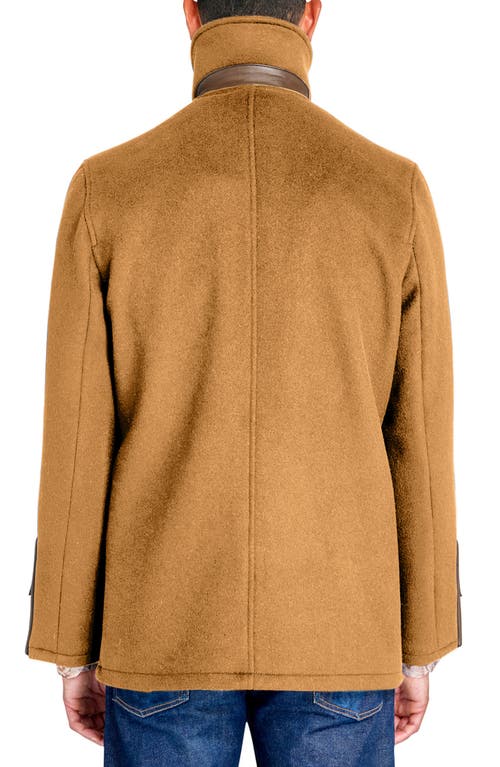 Brooklyn Brigade Tan Wool Double Breasted Peacoat In Camel