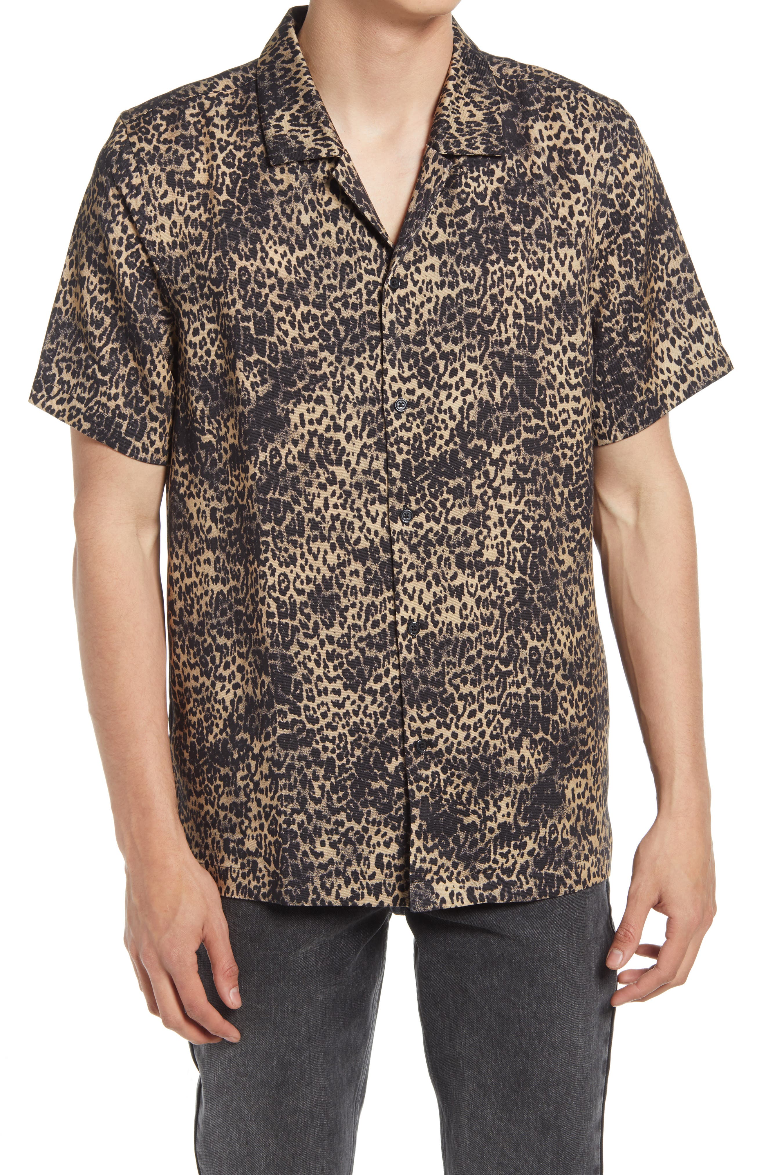 Ksubi Jungle Resort Regular Fit Print Short Sleeve Button-Up Shirt in Brown at Nordstrom, Size Small