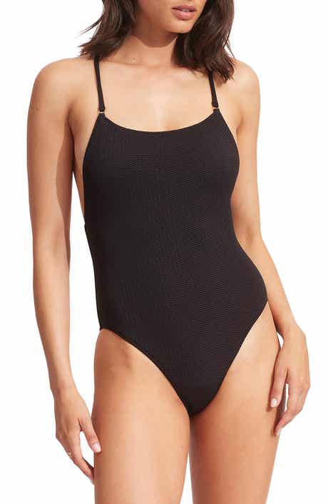 TOPSHOP Crinkle High Cut One-piece Swimsuit In Black Lyst, 45% OFF