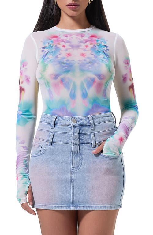 Shop Afrm Kaylee Print Mesh Top In Blur Blossom