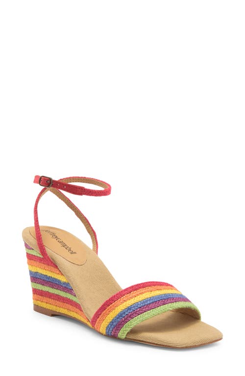 Shop Jeffrey Campbell On-board Rainbow Espadrille Wedge Sandal In Bright Multi