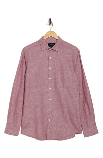 Rodd & Gunn Penrose Linen Blend Button-up Shirt In Ruby