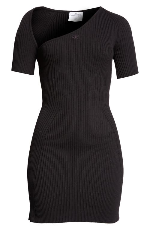 Shop Courrèges Slash Rib Sweater Dress In Black