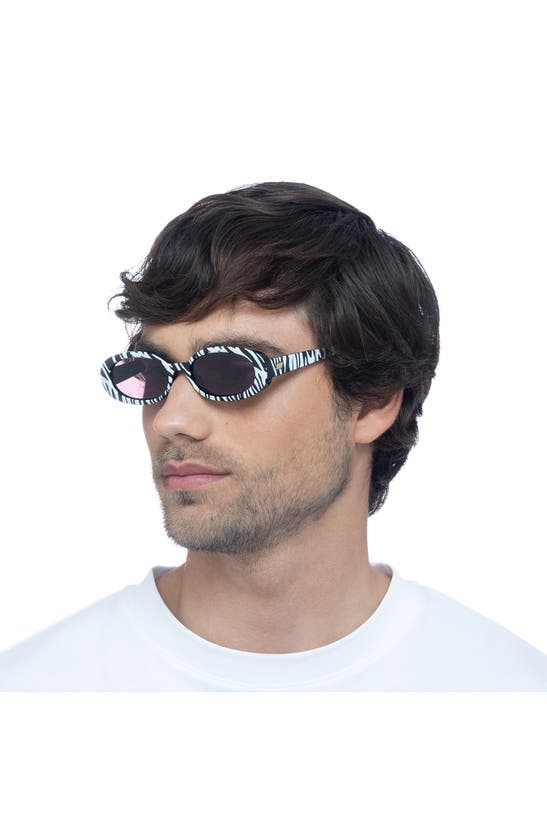 Shop Le Specs Outta Love 51mm Oval Sunglasses In White Tiger / Smokey Brown