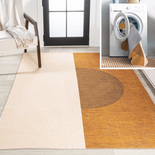 Jonathan Y Demie Minimalist Graphic Circle Machine-washable Area Rug In Brown/cream/terracotta