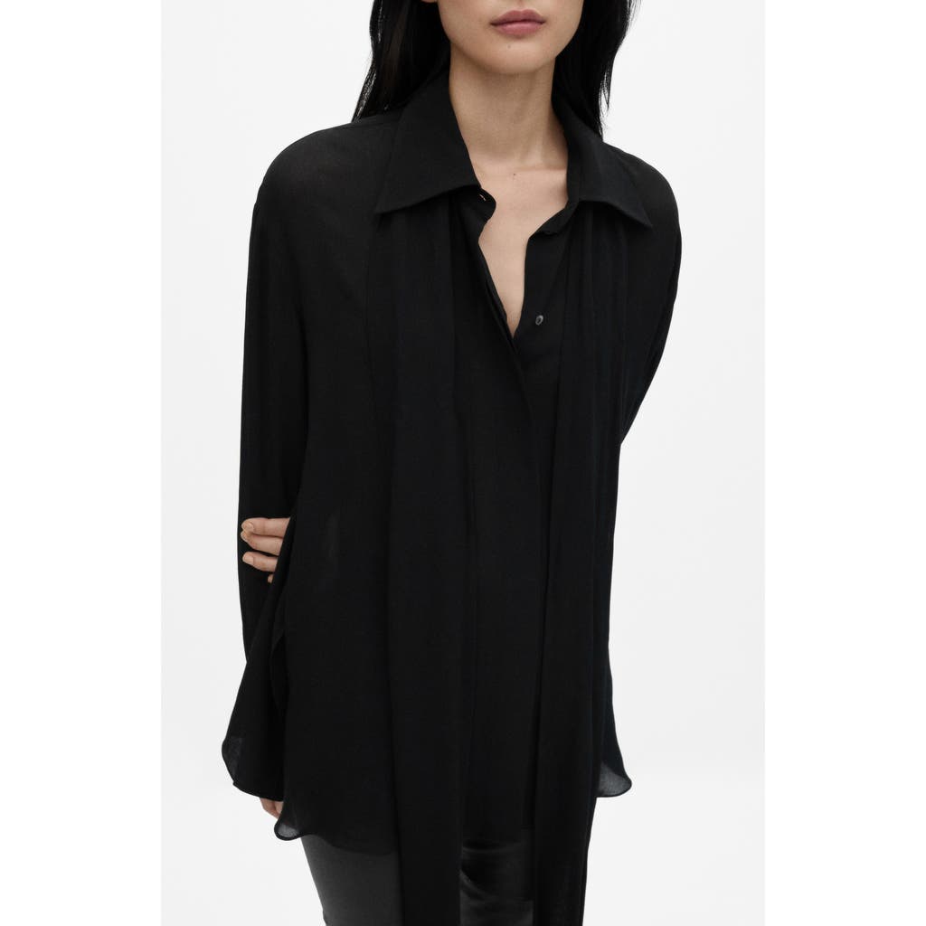 Mango Semi-transparent Lace Shirt Black In Black