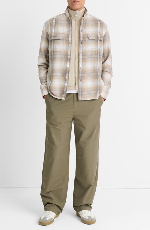 Shop Vince Saguaro Plaid Cotton & Hemp Button-up Shirt In Iron/british Khaki