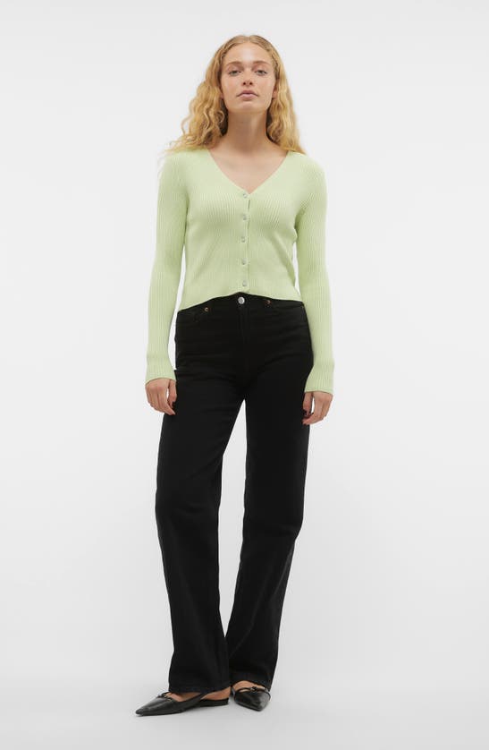 Vero Moda Holly Rib Cardigan In Reed Detail W Jewel