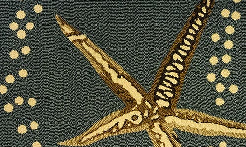 R16 Home Starfish Indoor/outdoor Doormat In Aqua Tan White