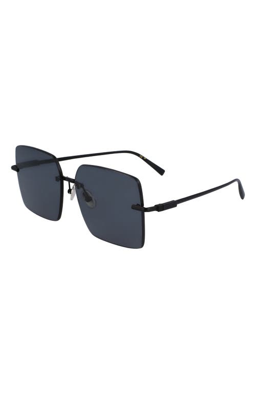 Ferragamo Prisma 60mm Rectangular Sunglasses In Matte Black