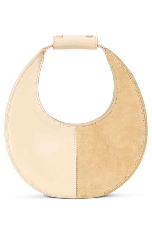 Shop Staud Mini Moon Split Leather Bag In Oat