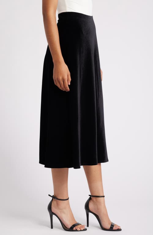 Shop Anne Klein A-line Stretch Velvet Skirt In Anne Black