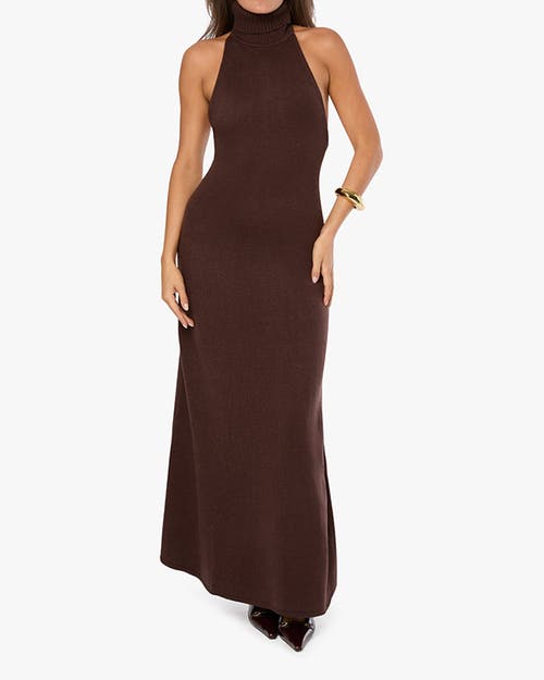 Shop Weworewhat Open Back Halter Maxi Dress In Brown