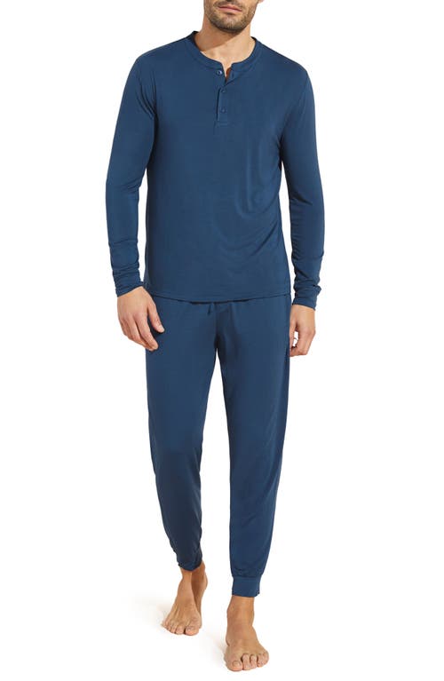 Eberjey William Modal Long Pjs True Navy/ivory In Indigo